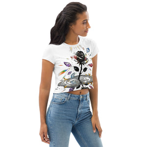 Marble Rose women's all-over crop tee Apex Art Series Norpex Canada