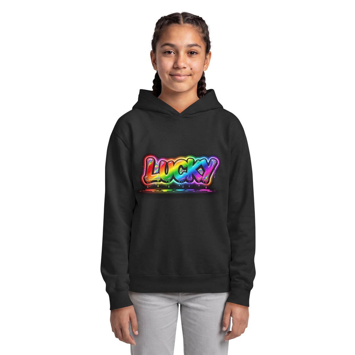 Lucky kids lightweight hoodie rainbow graphic Norpex Canada