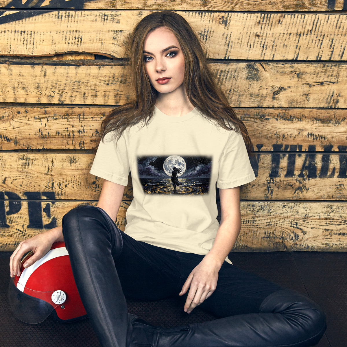 Moonrise women's graphic tee oil painting moon Apex Art Series Norpex Canada