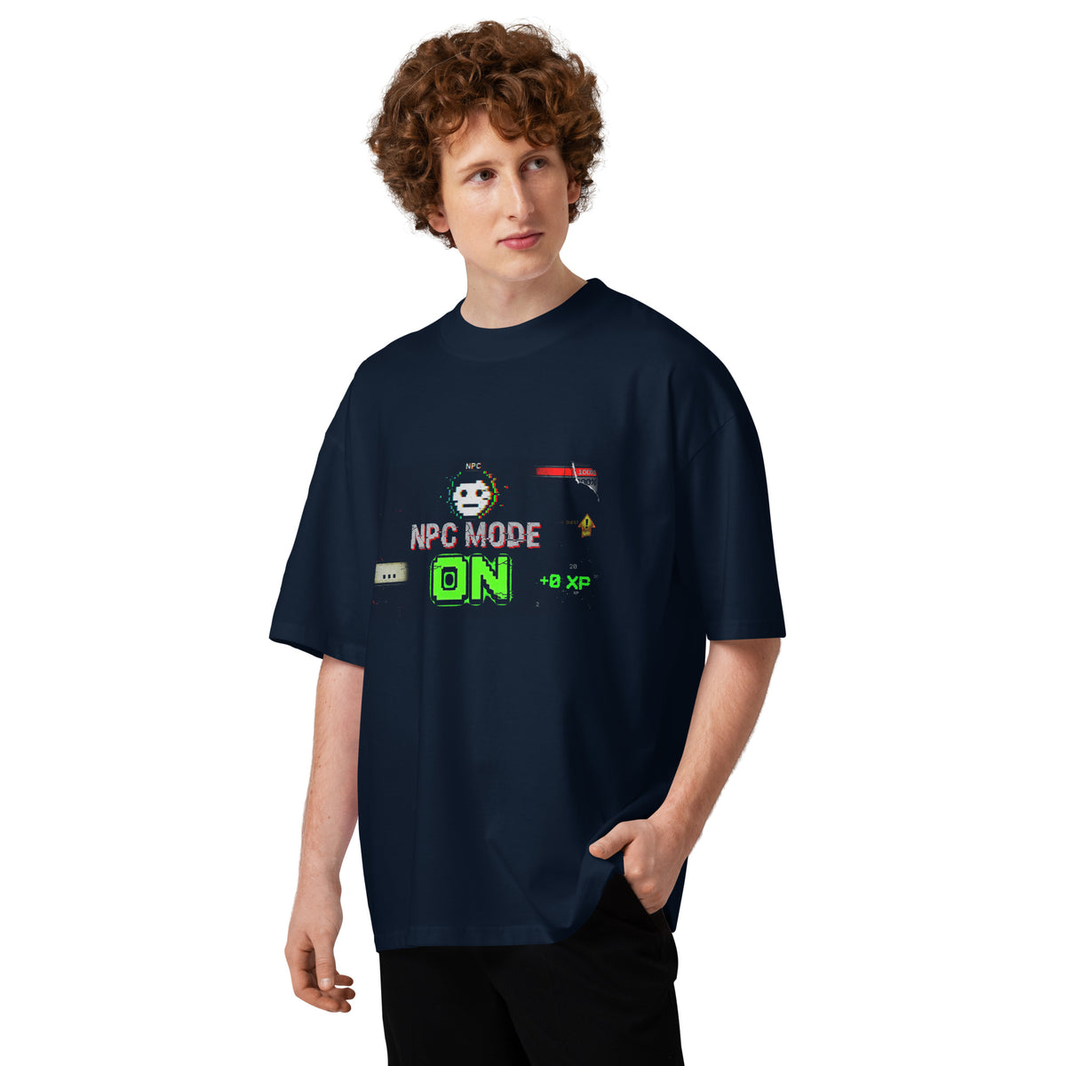 NPC Mode ON unisex oversized organic tee navy streetwear Norpex Canada