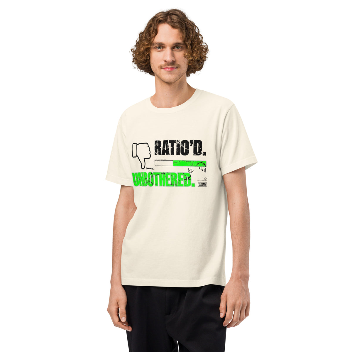 RATIO'D UNBOTHERED unisex oversized vintage tee green black Norpex Canada streetwear