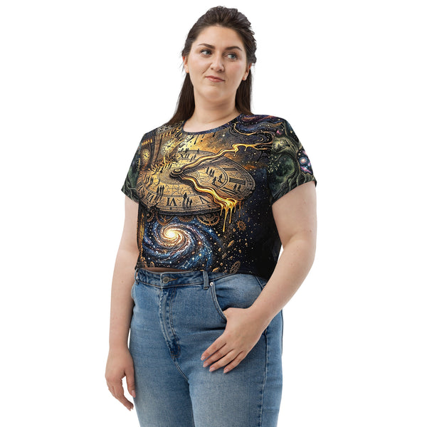 Where Time Ends women's all-over print crop tee Apex Art Series Norpex Canada