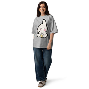 Almost Asleep women's oversized tee — sleepy bunny holding a star, Quiet Hours series by Norpex