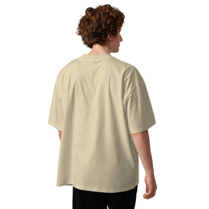 Slow Bloom men's oversized tee — a bee resting on a blooming flower, Quiet Hours series by Norpex