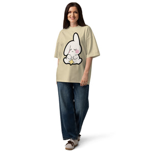 Almost Asleep women's oversized tee — sleepy bunny holding a star, Quiet Hours series by Norpex