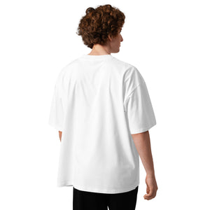Slow Bloom men's oversized tee — a bee resting on a blooming flower, Quiet Hours series by Norpex