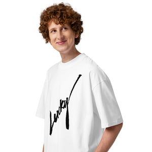 Lucky rainbow graphic unisex organic oversized high neck tee Norpex Canada zoom
