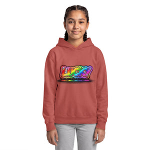 Lucky kids lightweight hoodie rainbow graphic Norpex Canada Pink